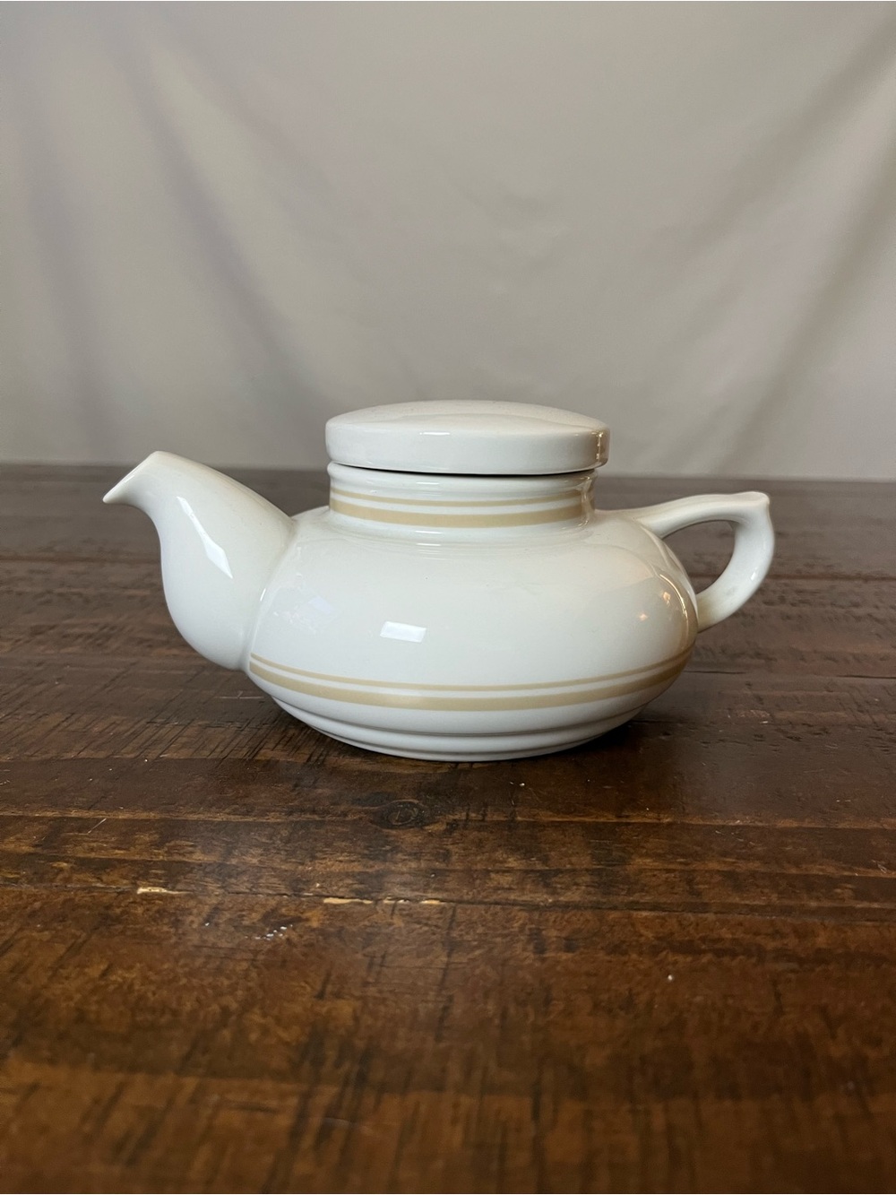 Essentials White Teapot with Cream Banding